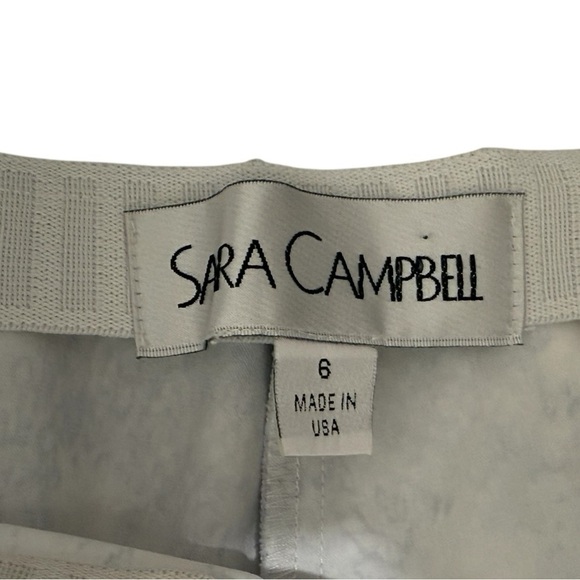 Sara Campbell Blue White Abstract Print Crop Pants Fringe Hem Size 6 - Picture 2 of 11